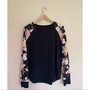 Floral sleeved black shirt